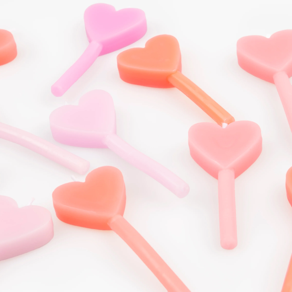 Meri Meri Pink Heart Candles (x 12)
