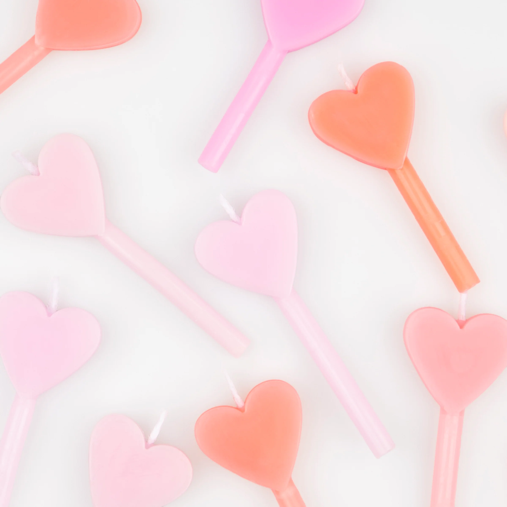 Meri Meri Pink Heart Candles (x 12)