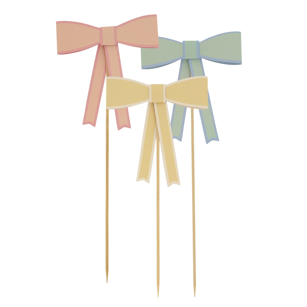Meri Meri Pastel Bow Cake Toppers (x 3)
