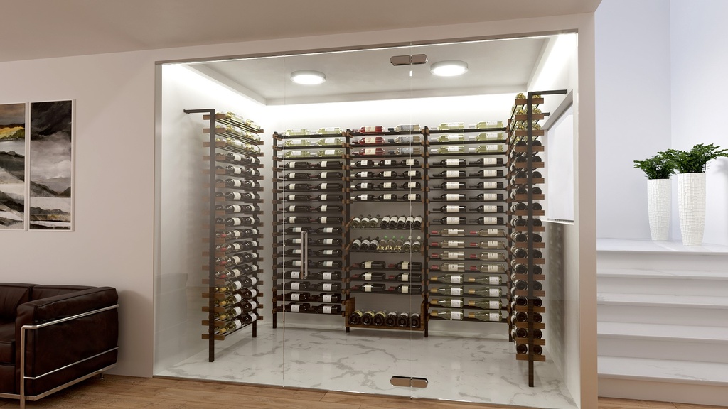 Adjustable Vertical Wine Display Rack – Wall & Ceiling Mounted Combination A