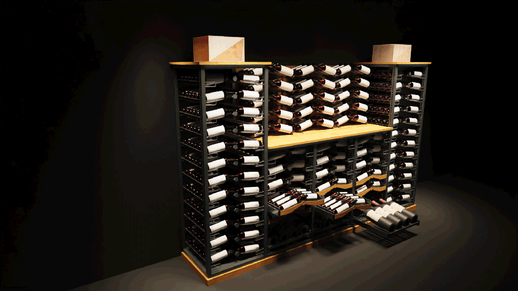 Premium Wine Rack Set – 5-Unit Modular System with Drawers & LED Lighting 597 Bottles