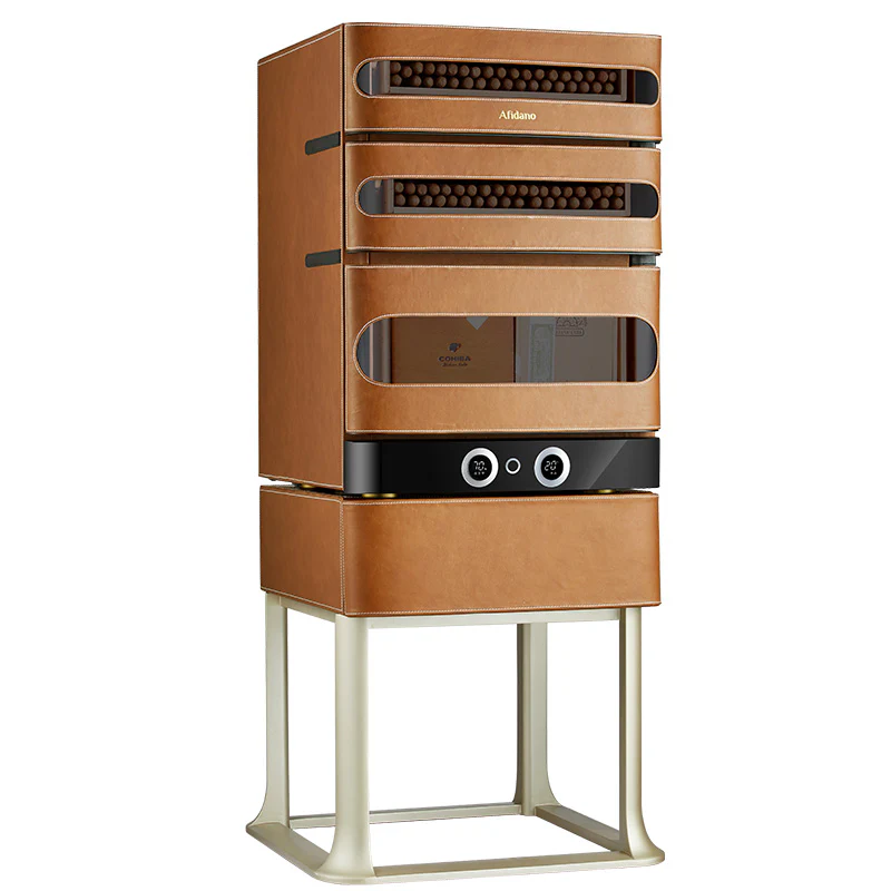 Luxury Cigar Humidor Cabinet – 250-Cigar Capacity, Leather Finish & Precision Climate Control