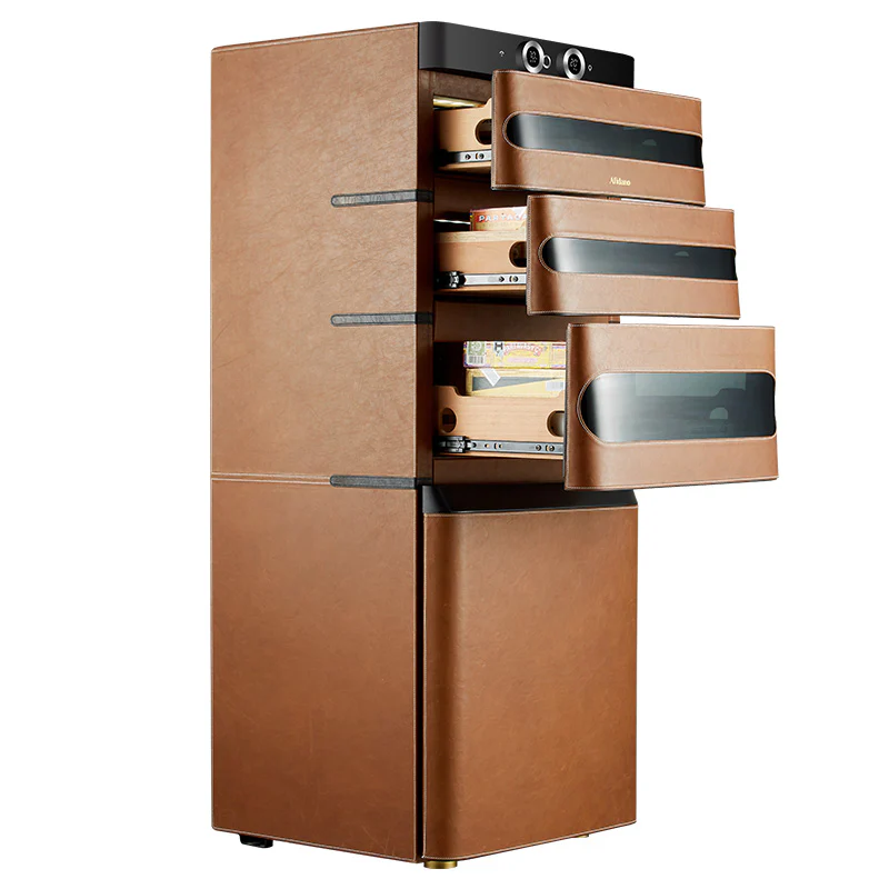 Luxury Cigar Humidor Cabinet – 1200-Cigar Capacity, Leather Finish & Precision Climate Control