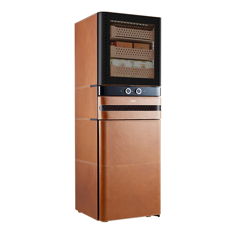 Luxury Cigar Humidor – 2200 Cigars Capacity | Leather & Spanish Cedar | Precision Climate Control