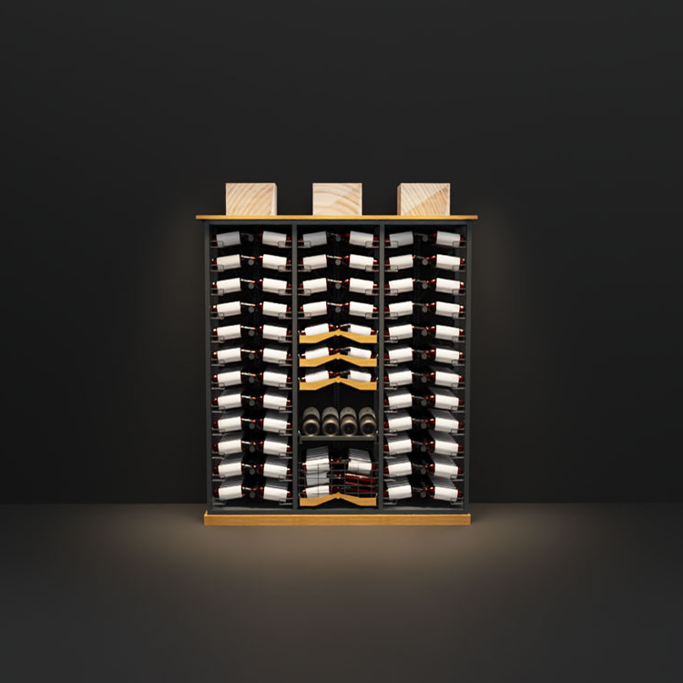 Casier à vin premium – Ensemble modulaire 3 unités avec tiroirs & éclairage LED (439 bouteilles)