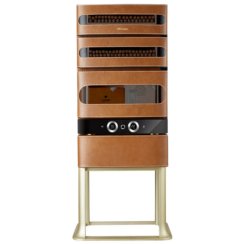 Luxury Cigar Humidor Cabinet – 250-Cigar Capacity, Leather Finish & Precision Climate Control