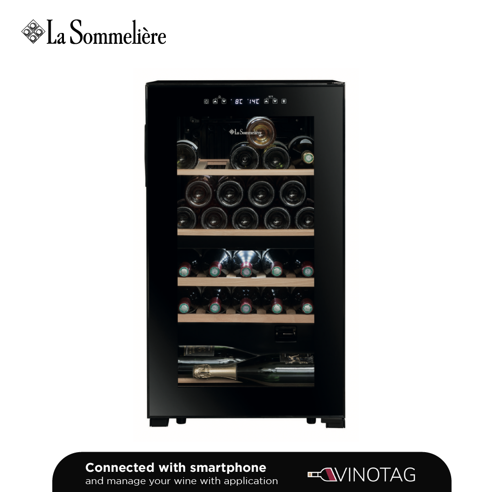 SLS32DZBLACK Doppelzonen-Weinkühlschrank – 32 Flaschen