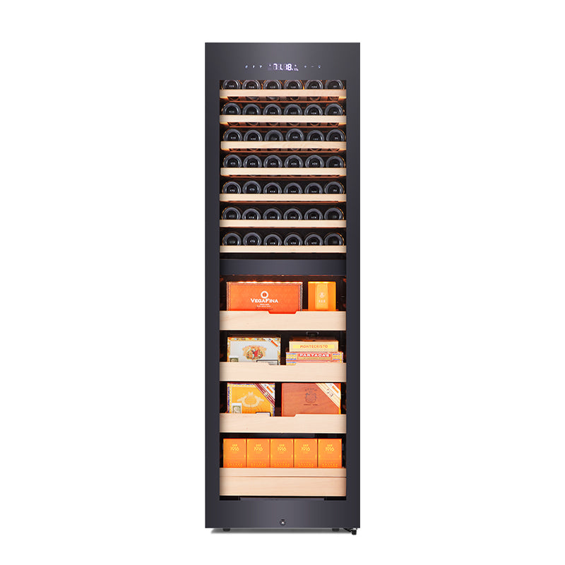 Afidano CWC-268C2 – Zweizonen-Wein- und Zigarrenschrank, 42 Flaschen + 1250 Zigarren