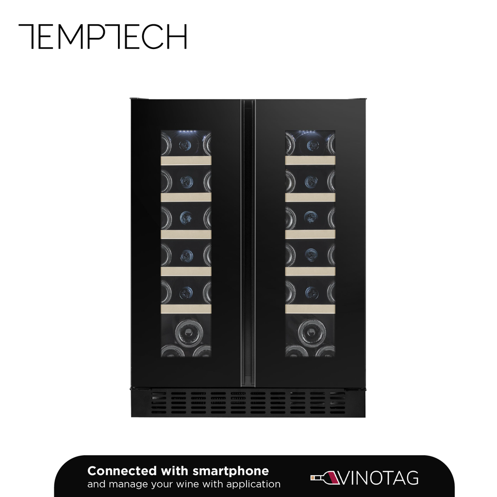 Temptech OX2DX60DRB Double Zone Wine Cabinet - 38 Bottles