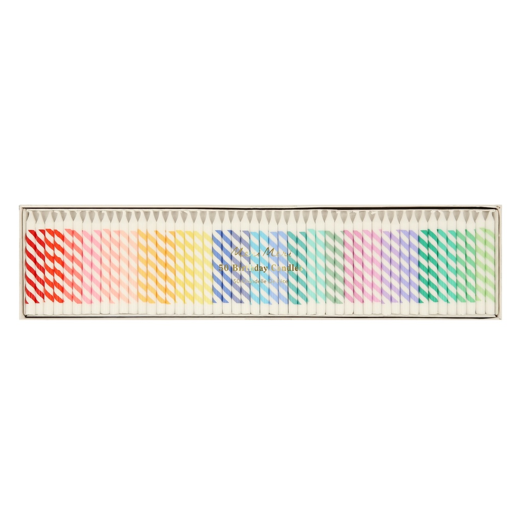 Meri Meri Rainbow Striped Mini Candles (x 50)