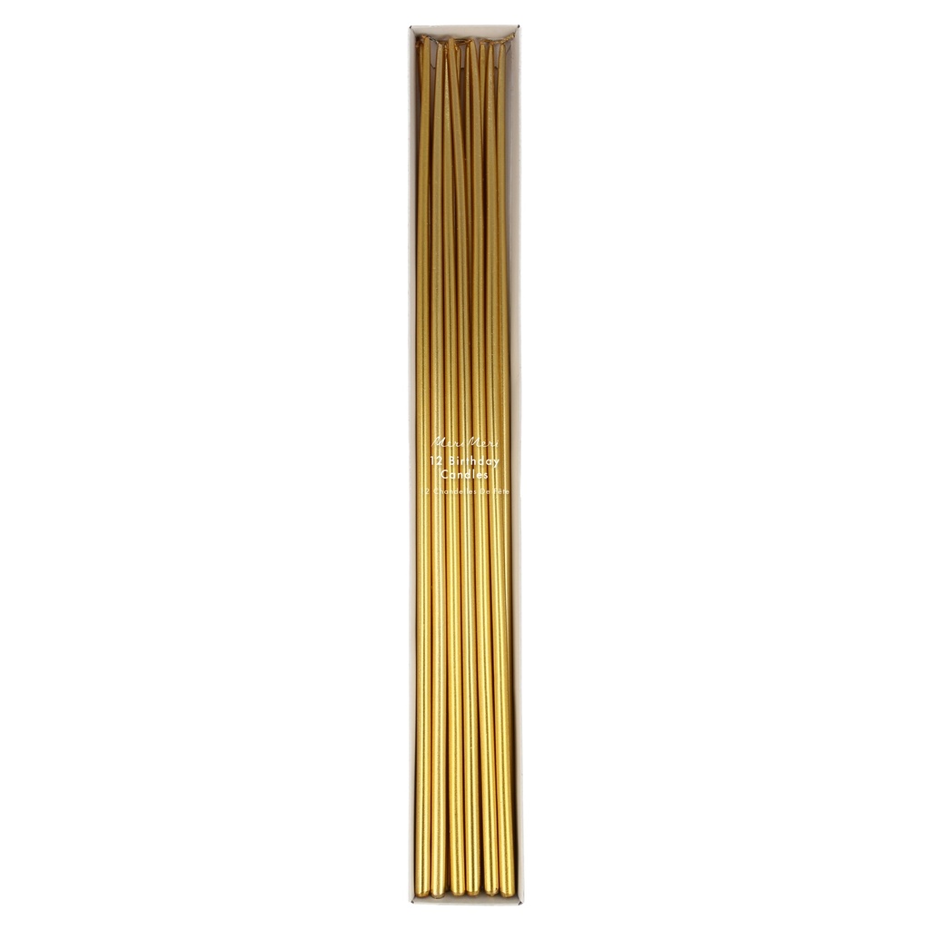 Meri Meri Gold Tall Tapered Candles (x 12)