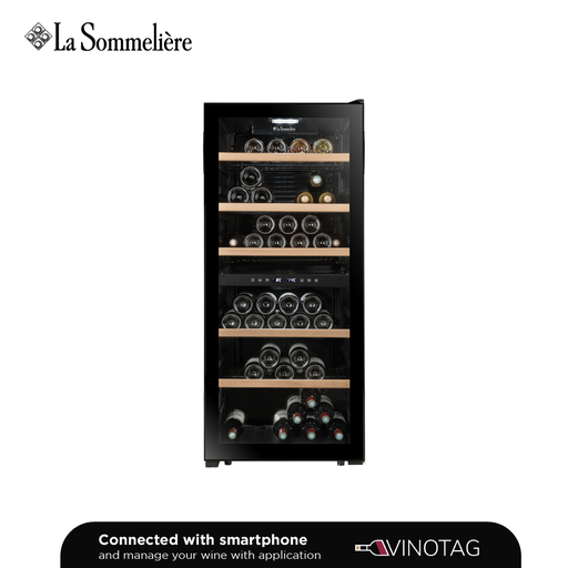 [LS102DZBLACK] La Sommelière LS102DZBLACK Double Zone Wine Cabinet - 102 bottles