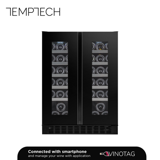 [ST2DX60DRB] Temptech ST2DX60DRB Double Zone Wine Cabinet - 38 Bottles