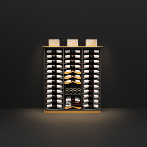 Casier à vin premium – Ensemble modulaire 3 unités avec tiroirs & éclairage LED (439 bouteilles)